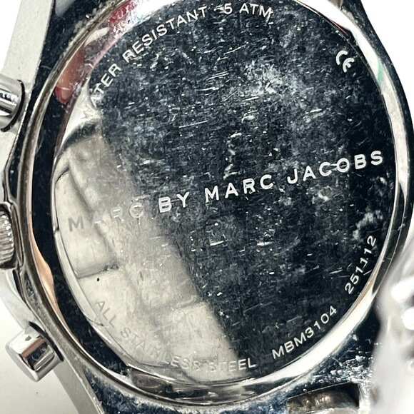 MARC JACOBS MBM3104 Stainless Steel Crystal Bezel Chronograph Watch Silver AS IS - Picture 10 of 13